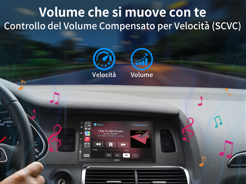 olume che si muove con te - Controllo del Volume Compensato per Velocità (SCVC)