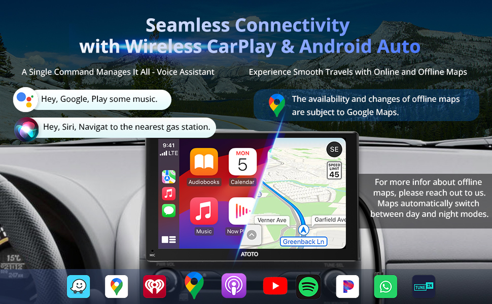 apple carplay, carplay screen for car , wireless carplay, double din car stereo apple carplay