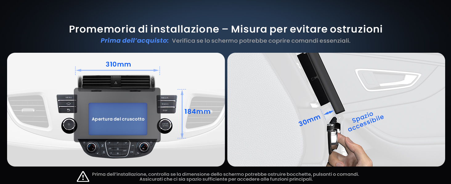 Il testo dice 'Programmazione di installazione - Misure per evitare estrusioni'. Diagramma tecnico che mostra le fasi di installazione con frecce e misure blu.