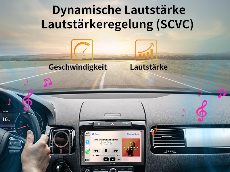 Lautstärke passt sich an - Geschwindigkeitsabhängige Regelung (SCVC)