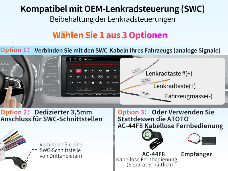 Kompatibel mit OEM-Lenkradsteuerung (SWC)