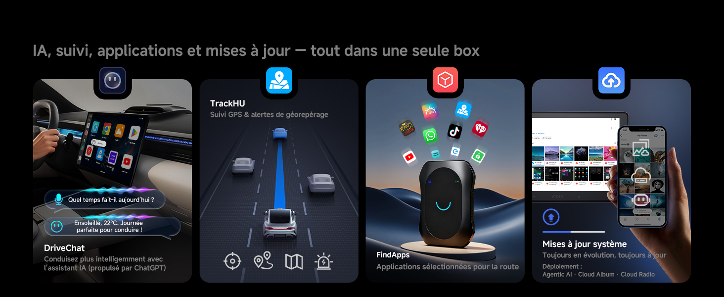 Le texte se lit comme suit : « Image 7 ». Série de captures d'écran d'applications mobiles ou d'interfaces de réseaux sociaux montrant des écrans en mode sombre avec diverses sections de contenu et éléments de navigation.