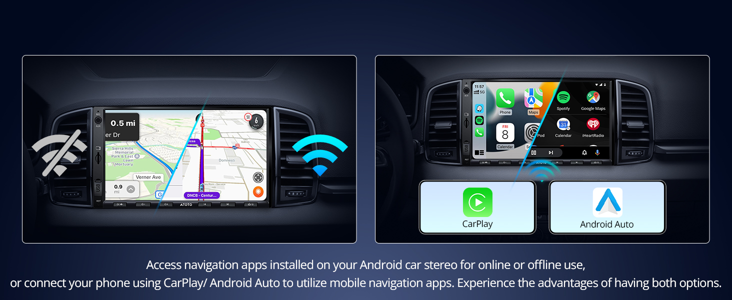 wireless carplay and wireless android auto screen