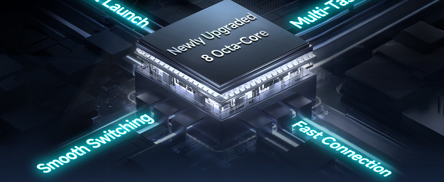 Digital interface display with illuminated blue text and connection lines against dark background, showing linked menu or navigation elements.