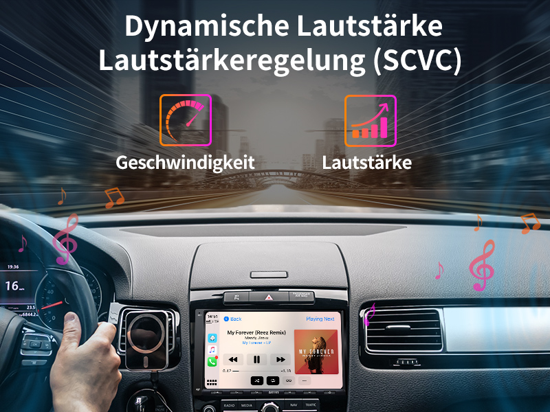 Lautstärke passt sich an - Geschwindigkeitsabhängige Regelung (SCVC)