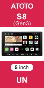 ATOTO S8 UN 9&#34; QLED Double Din Android in-Dash Navigation, Wireless CarPlay &amp; Android Auto, AI Vo...