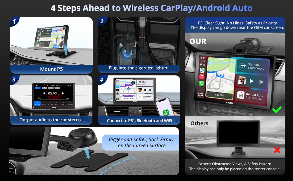 carplay screen for car, wireless apple carplay, wireless android auto