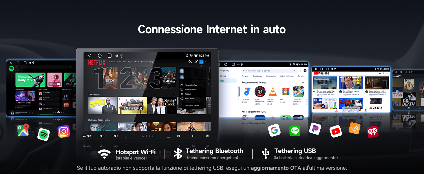 Schermate dell'interfaccia del computer che mostrano più finestre a tema scuro con varie icone delle applicazioni e barre dei menu, che sembrano provenire da un ambiente desktop.
