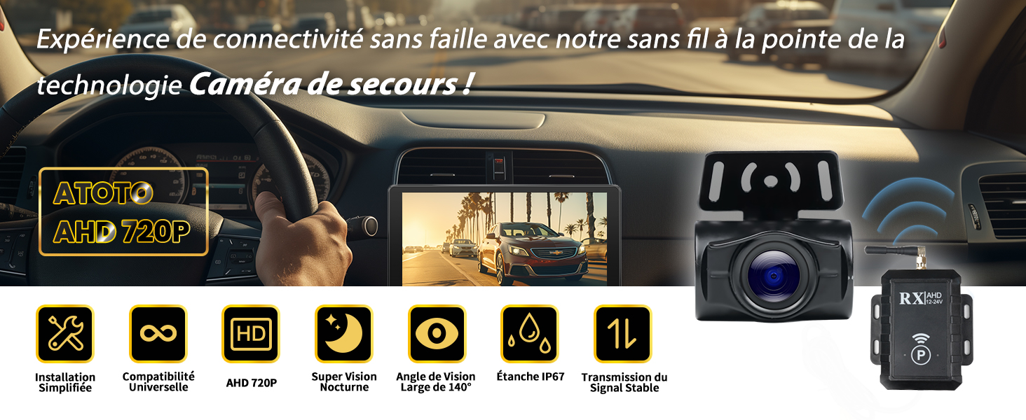 connectivité sans faille avec notre caméra de secours sans fil à la pointe de la technologie !