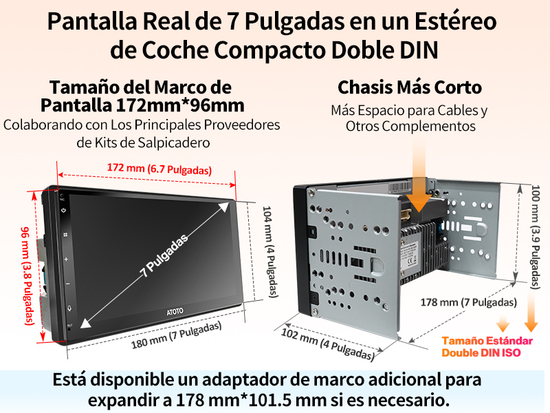 Verdadera Pantalla de 7 Pulgadas en una Unidad Principal Double DIN Compacta