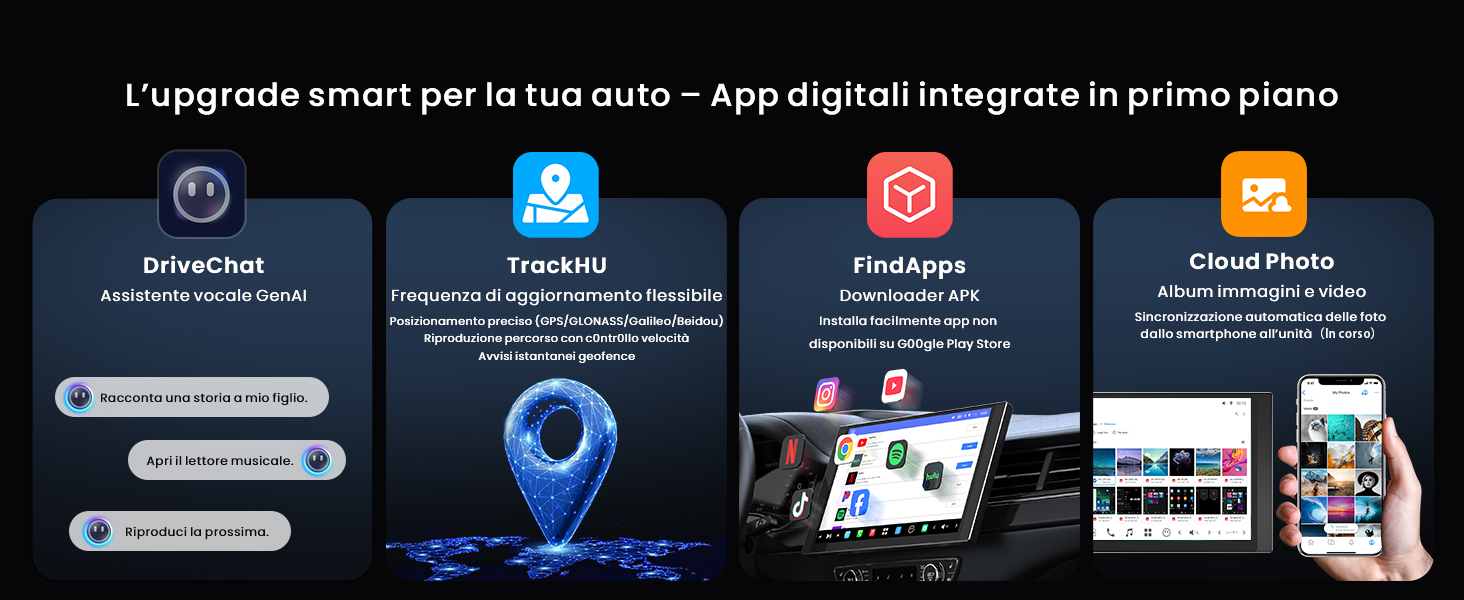 Il testo recita «App di gioco integrata in primo piano». Serie di schermate sullo smartphone che mostrano l'interfaccia dell'app con elementi di pagamento e gioco digitali.