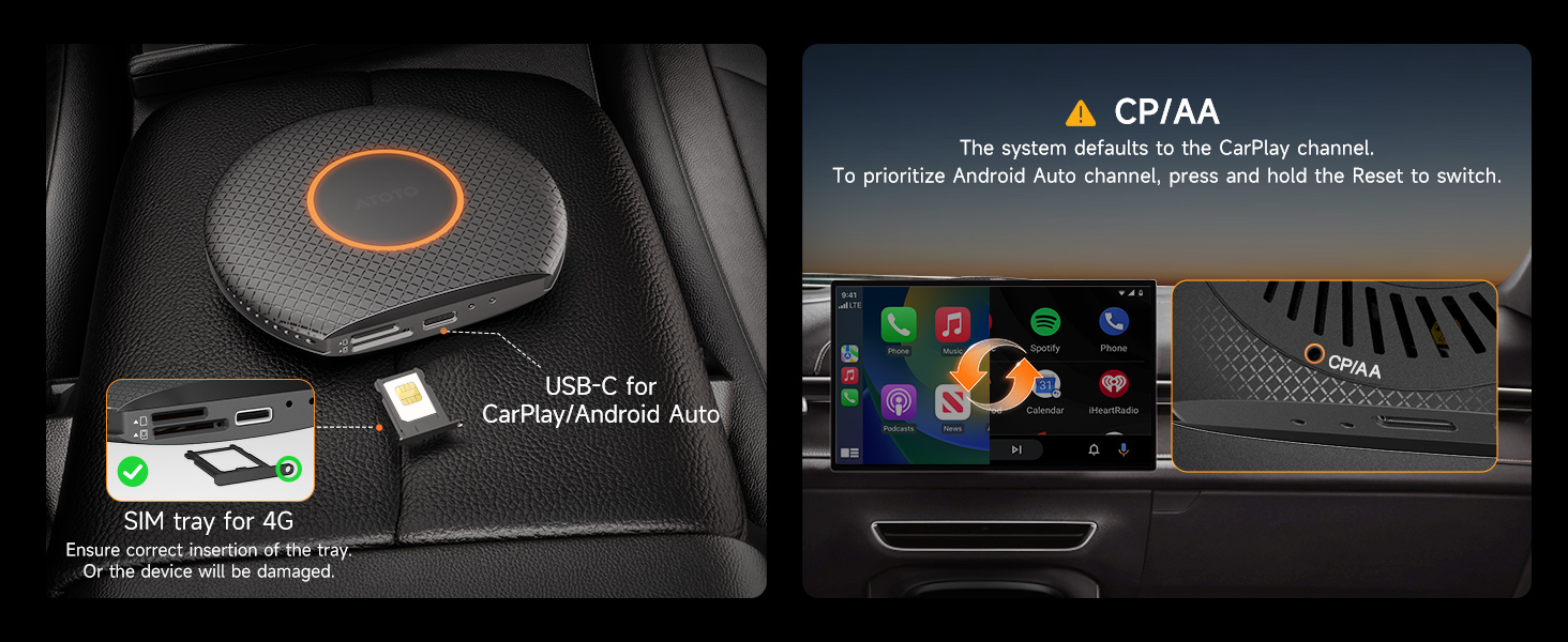 ATOTO CarWave CB6 Wireless CarPlay Adapter AI Box with