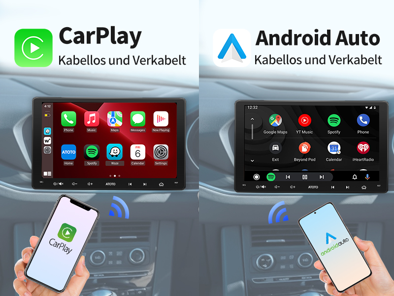 Kabellos oder Kabelgebunden: Sofortige Verbindung mit CarPlay/Android Auto!