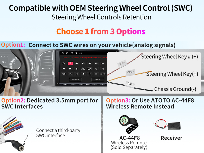 Compatible with OEM Steering Wheel Control (SWC)