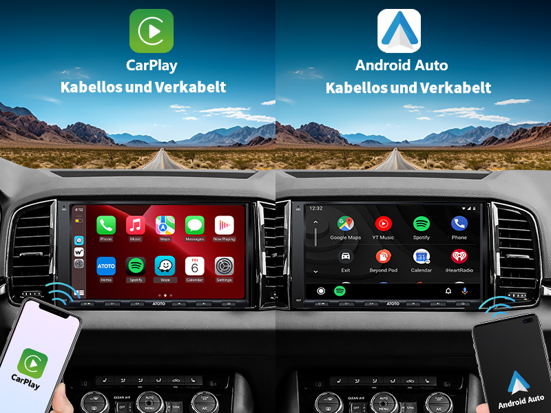 Kabellos oder mit Kabel: Sofortige Verbindung mit CarPlay/Android Auto!