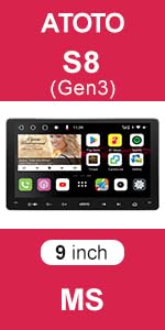 ATOTO S8MS 9&#34; QLED 1280*720 Android In Dash Video Receivers, Double Din Car Stereo, Wireless Andr...