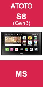 ATOTO S8 MS Android Double Din Car Stereo, Wireless Android Auto &amp; Wireless CarPlay, 7&#34; QLED Disp...