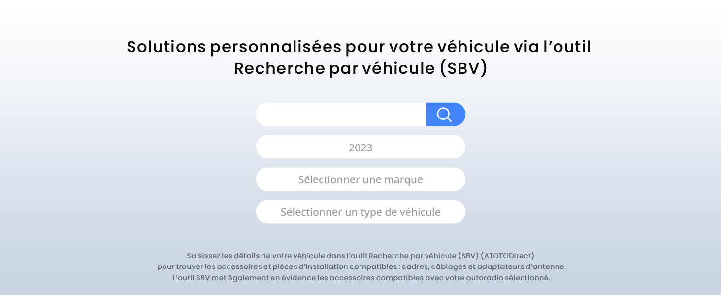 Interface de formulaire ou de document liée au véhicule avec le texte français « Recherche par véhicule (VIN) » visible en haut. Disposition du formulaire blanc sur fond clair.
