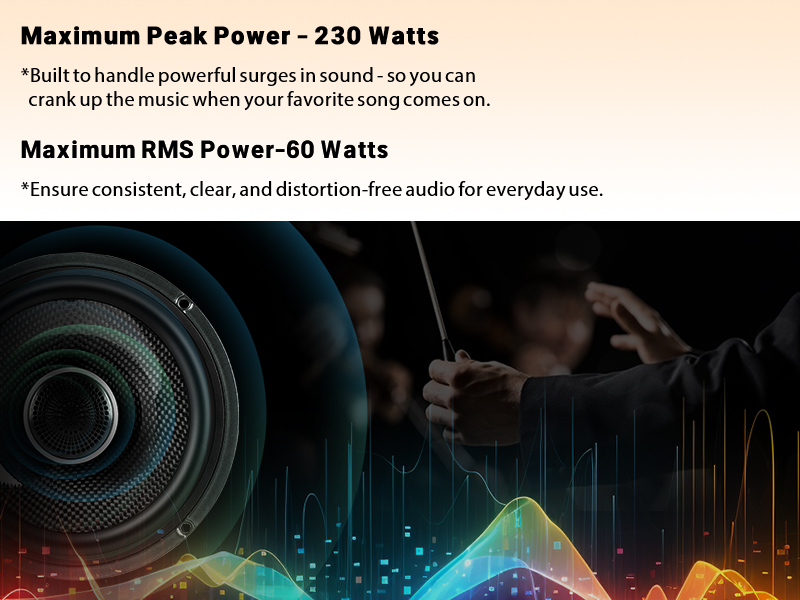 Maximum Peak Power(230 Watts) & Maximum RMS Power(60 Watts)