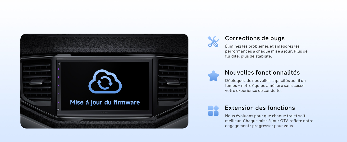 Série de captures d'écran de l'interface montrant des panneaux de commande de maison intelligente ou de thermostat avec des icônes cloud et des affichages de paramètres sur fond sombre.