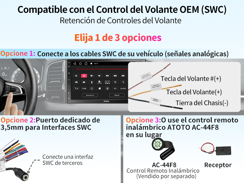 Compatible con el Control del Volante OEM (SWC)