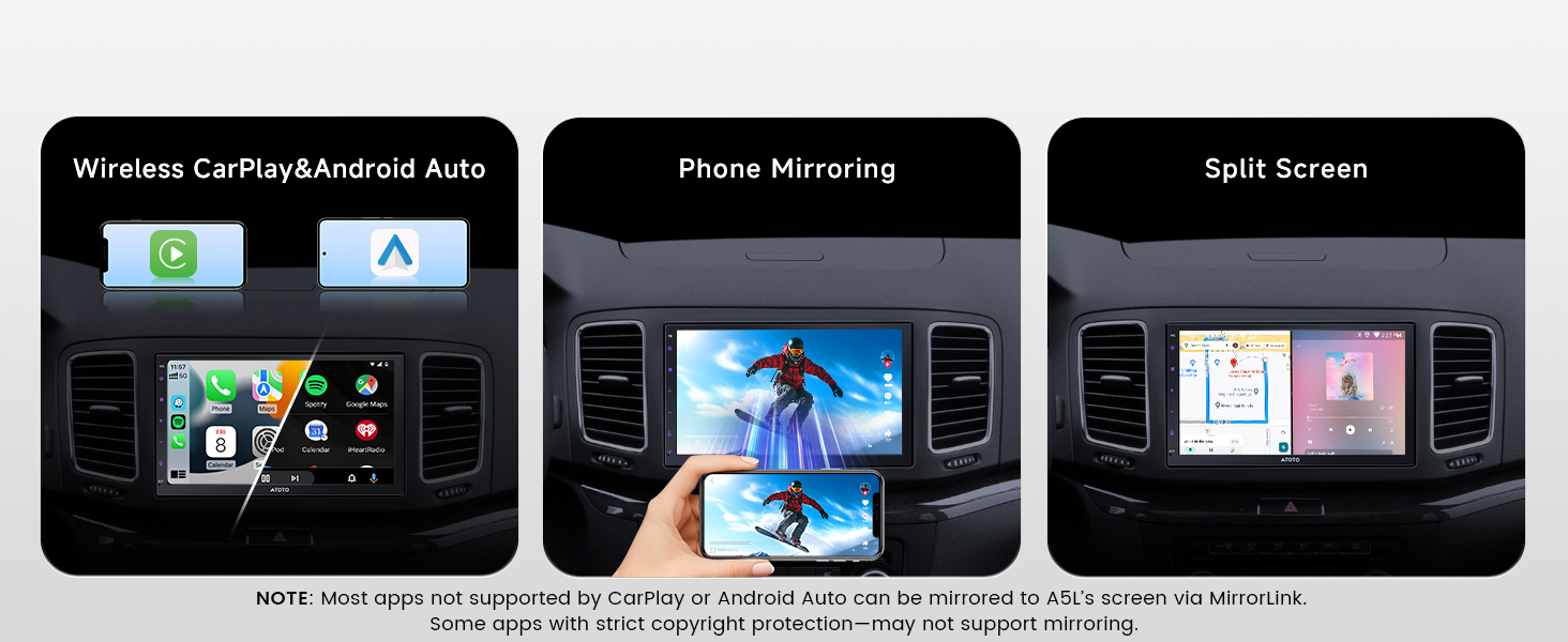 double din wireless carplay android auto