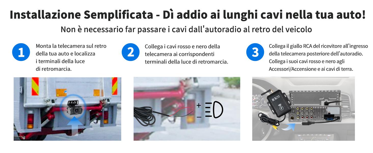 Installazione Semplificata - Dì addio ai lunghi cavi nella tua auto!