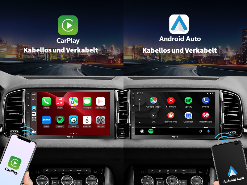 Kabellos oder mit Kabel: Sofortige Verbindung mit CarPlay/Android Auto!