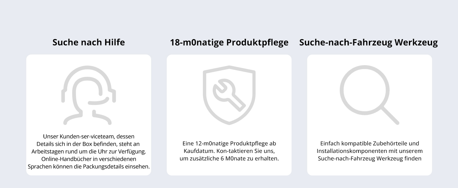 Drei kreisförmige Symbole mit einfachen Strichzeichnungen, die die Suchfunktion darstellen, mit Suchlupensymbolen und Benutzeroberflächenelementen.