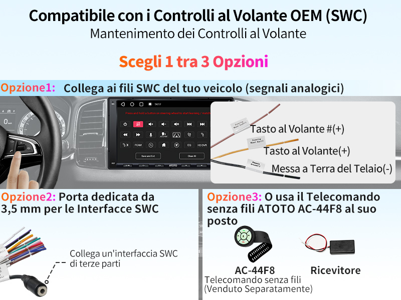 Compatibile con i Controlli al Volante OEM (SWC)