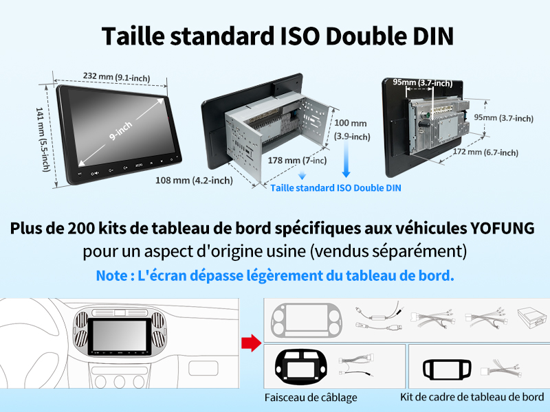 Véritable Écran de 7 Pouces Dans Une Unité de Tête Double DIN Compacte