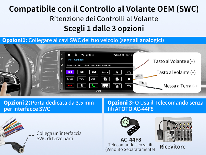 Compatibile con il Controllo al Volante OEM (SWC)