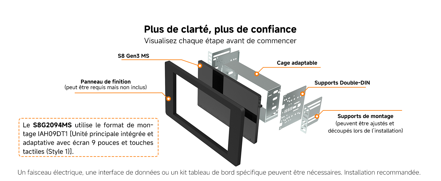 Schéma technique ou manuel d'instructions en français montrant les étapes d'assemblage ou d'installation du produit avec des illustrations détaillées et des explications textuelles.
