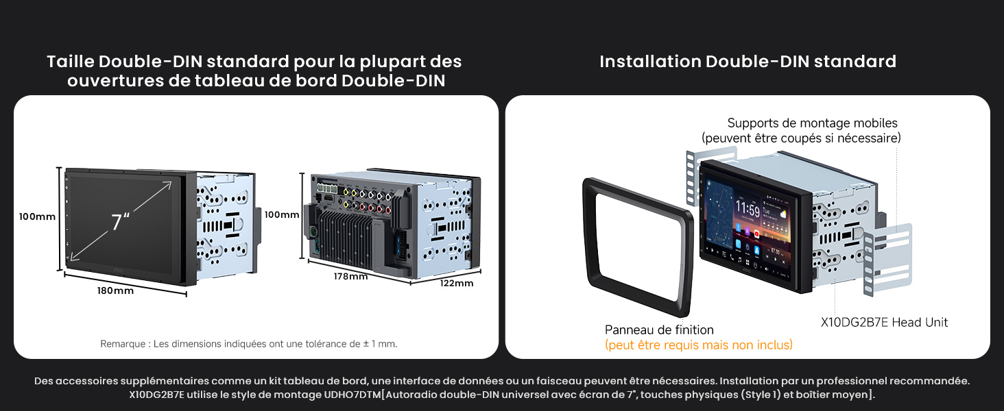 Schémas d'installation techniques présentant les instructions de montage et les étapes d'assemblage du matériel pour un appareil mural ou un support.