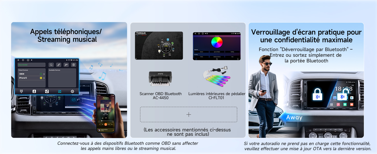 un homme tient un smartphone et un homme tient un appareil Bluetooth.